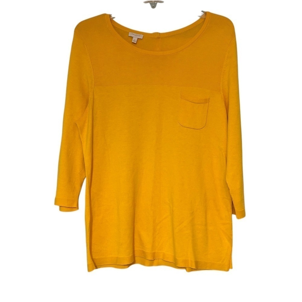 Talbots Yellow 3/4 Length Sleeve Cotton Blend Top Sz Med